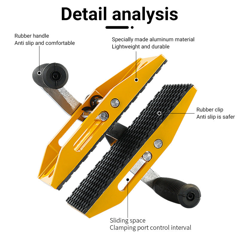 2PCS Yellow Dual Handle Heavy Duty Slab Clamps - 771lbs/350kg Capacity for 0-2.36"(0-6cm) Granite/Quartz/Marble/Glass - Rubber-Cushioned Lifting Tools with Grip & Anti-Slip Tech