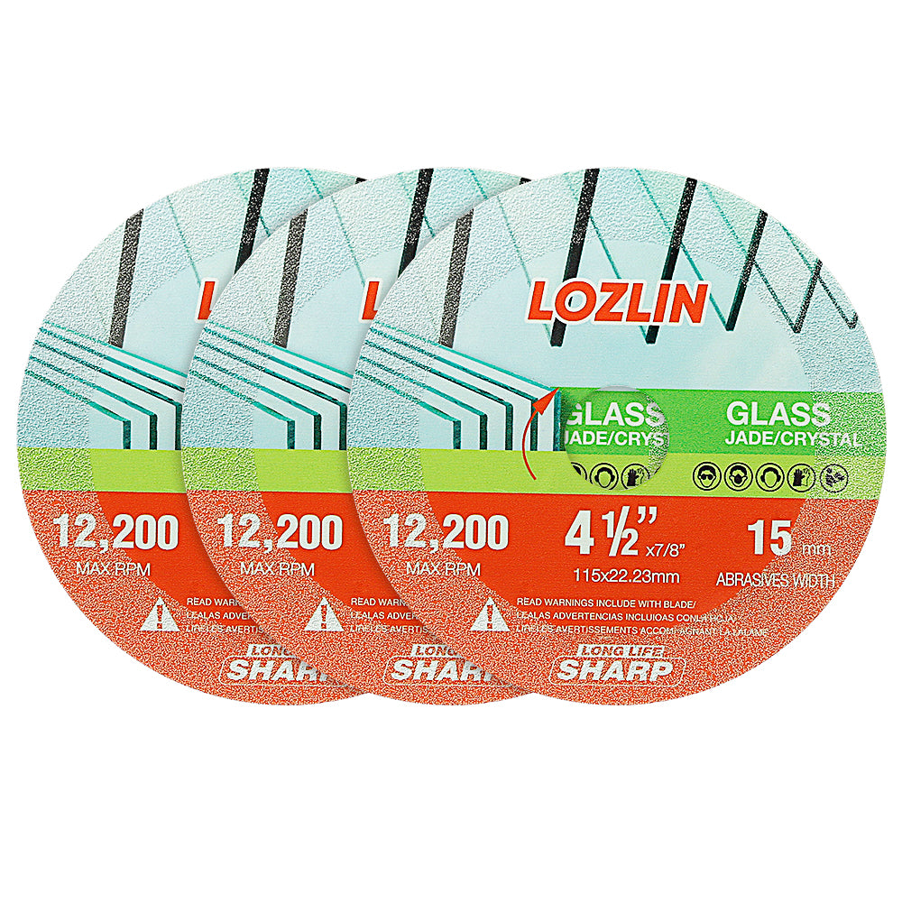 3PC/6PCS 115mm (4.5") Diamond Cutting Wheel - Ultra-Thin Glass/Tile/Stone Blade for Bottle, Rock, Angle Grinder Tool w/22.23mm Arbor