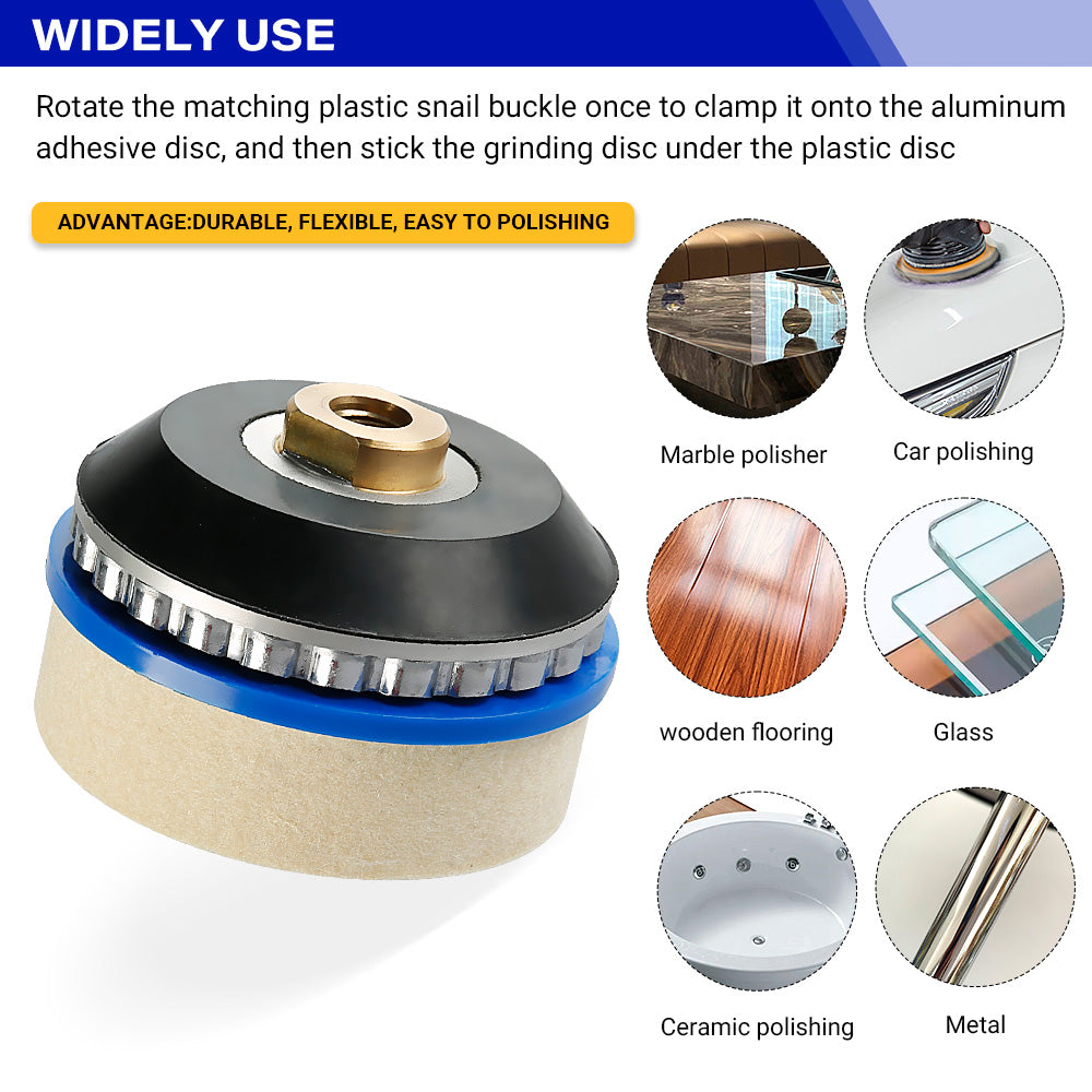 Thickened wool polishing wheel with aluminium alloy screw joints, suitable for stone,wood,glass,ceramics, metal, car polishing, up to a mirror effect