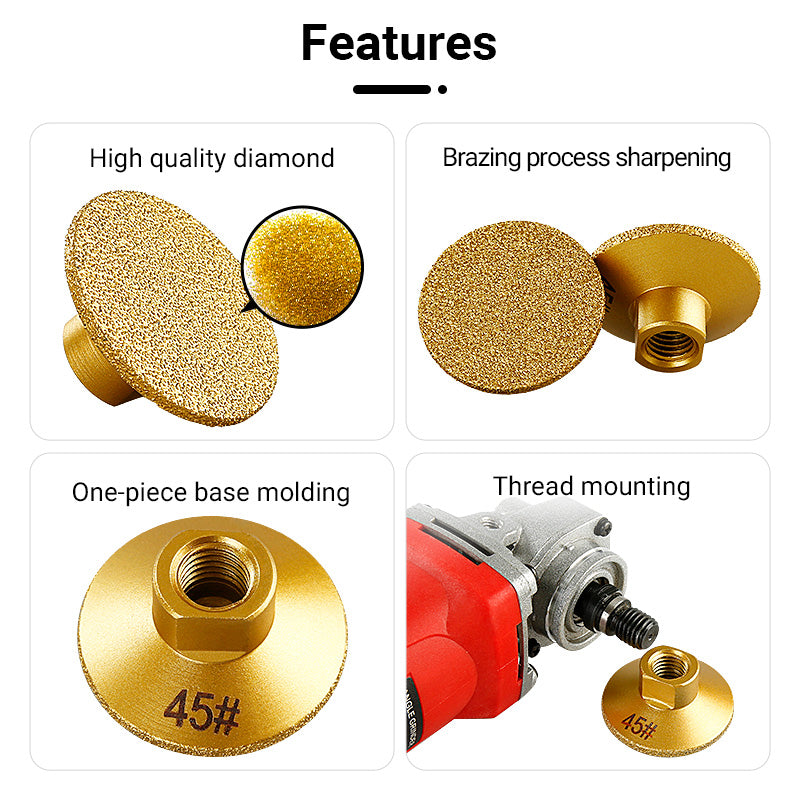 2inch brazed diamond flat grinding head stone clear bottom marble quartz stone tile grinding edge corner countertop joint rough grinding leveling angle grinder grinding head