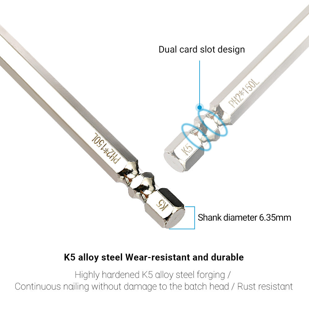 K5 Impact-Resistant and Non-Slip Bit,Impact Driver Bit Set,Titanium Alloy Impact Non-Slip Cross Head,High Magnetic Screwdriver Drill Bit
