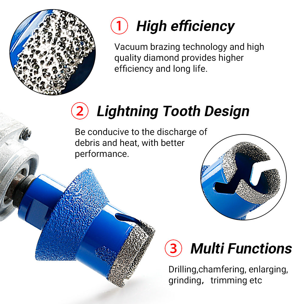 Diamond Beveled Drill Bit - Countertop Sink Hole Reamer for Tile & Marble - Angle Grinder Installation Tool with Beveled Edge