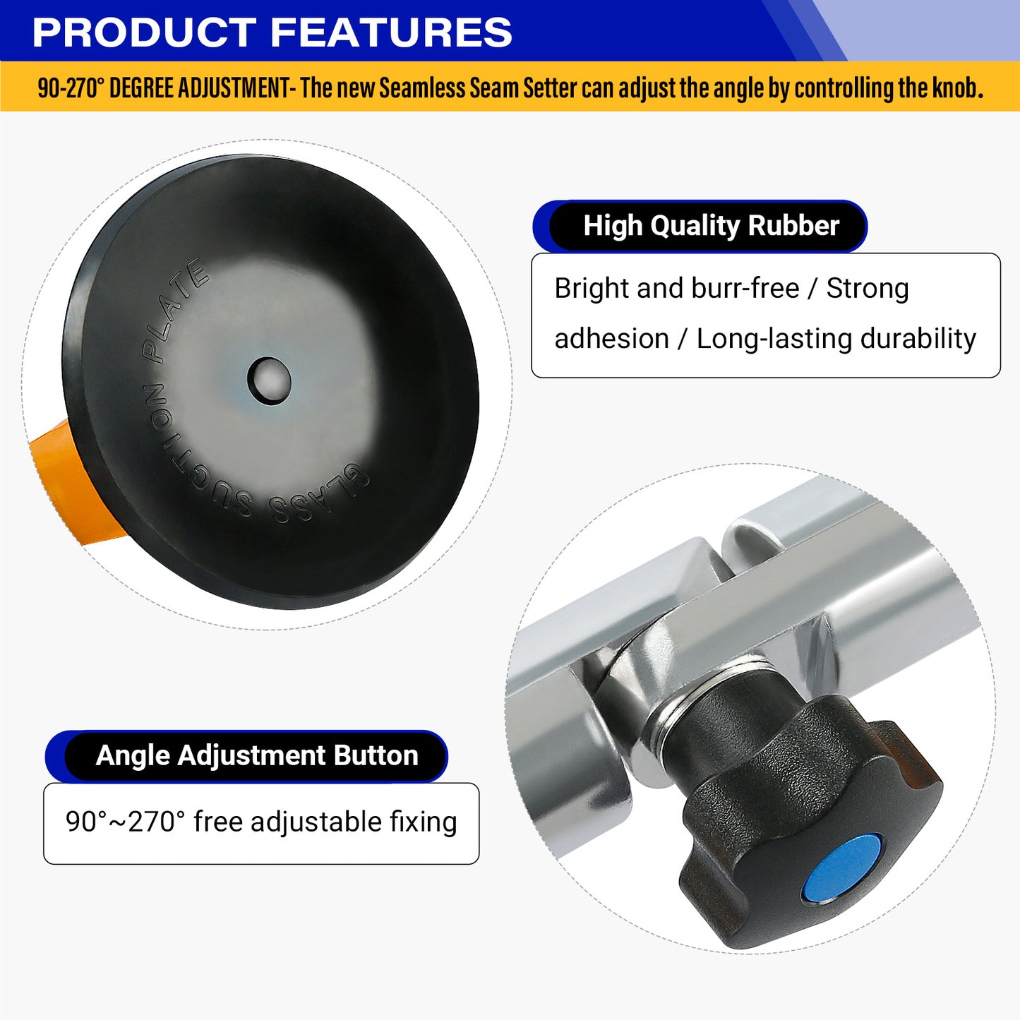 2PCS 90°-270° Adjustable Suction Cup Alignment Jig - Seamless Splicing & Leveling Tool for Granite, Tile & Stone Countertops - Professional Grade Installation Kit