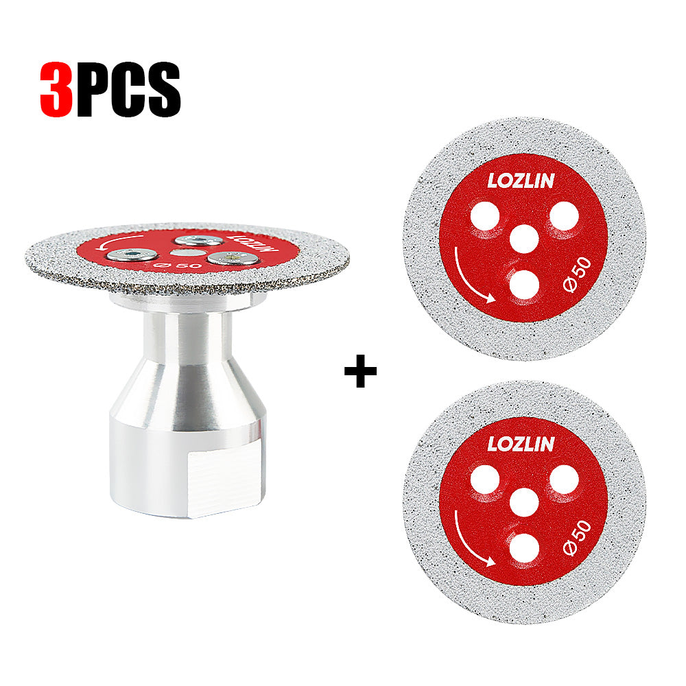 3PCS 2" (50mm) Diamond Vacuum Brazed Blades - 5/8-11 - M14 -M10 Detachable Flange for Angle Grinders - Cutting & Carving Stone, Tile, Metal Mini Grinding Discs