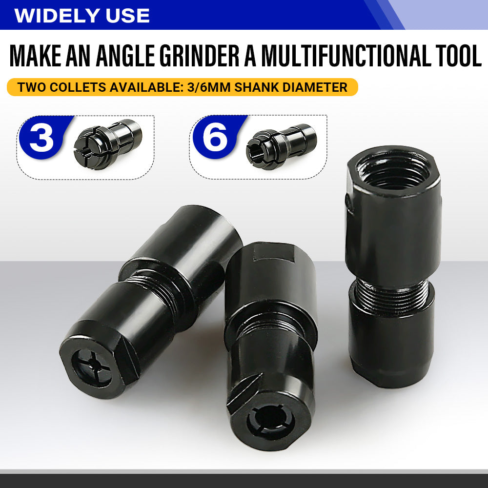 3MM & 6MM (1/8" & 1/4") Angle Grinder to Straight Grinder Adapter - 5/8-11 M10 Thread Converter for DeWalt/Makita - Accessories for Rotary Bits