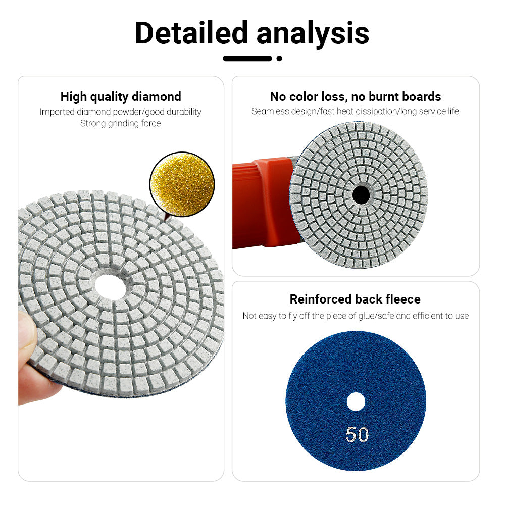 16PC 4"/100mm Diamond Polishing Pad Kit - 5/8"-11 M14 M10 Grinding Discs for Granite, Marble, Concrete & Stone - Wet Professional Angle Grinder Accessories