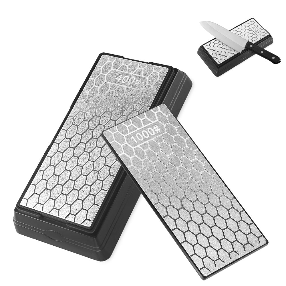 2CPS Double-sided Diamond Sharpening Stone 400/1000Grit - Honeycomb Surface Knife Sharpener with Non-slip Base - for Knives, Scissors, Outdoor & Kitchen Tools