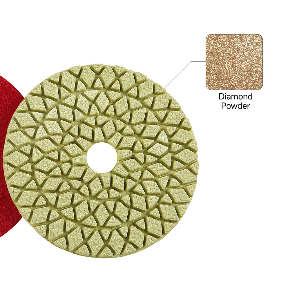 8PCS/set 4" Wet Diamond Polishing Pads Kit - #50-#3000 Grit for Concrete/Granite/Marble, Angle Grinder Backing Pad Set for Stone & Engineered Surfaces