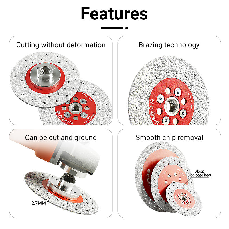 4"/4.5"/5" /7"/9"(100-230mm) Double-Sided Diamond Grinding Discs - Cutting & Chamfering for Marble, Quartz, Granite & Tile - 5/8"-11 Thread Angle Grinder Blades