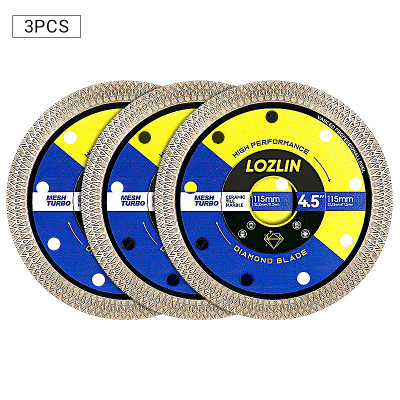 LOZLIN 4,5 Zoll (115 mm) Mesh-Turbo-Diamant-Trennscheibe – Trocken-/Nassschleif- und Trennrad für Fliesen, Keramik, Marmor – Winkelschleifer und Rotationswerkzeug für Mauerwerk/Heimwerken