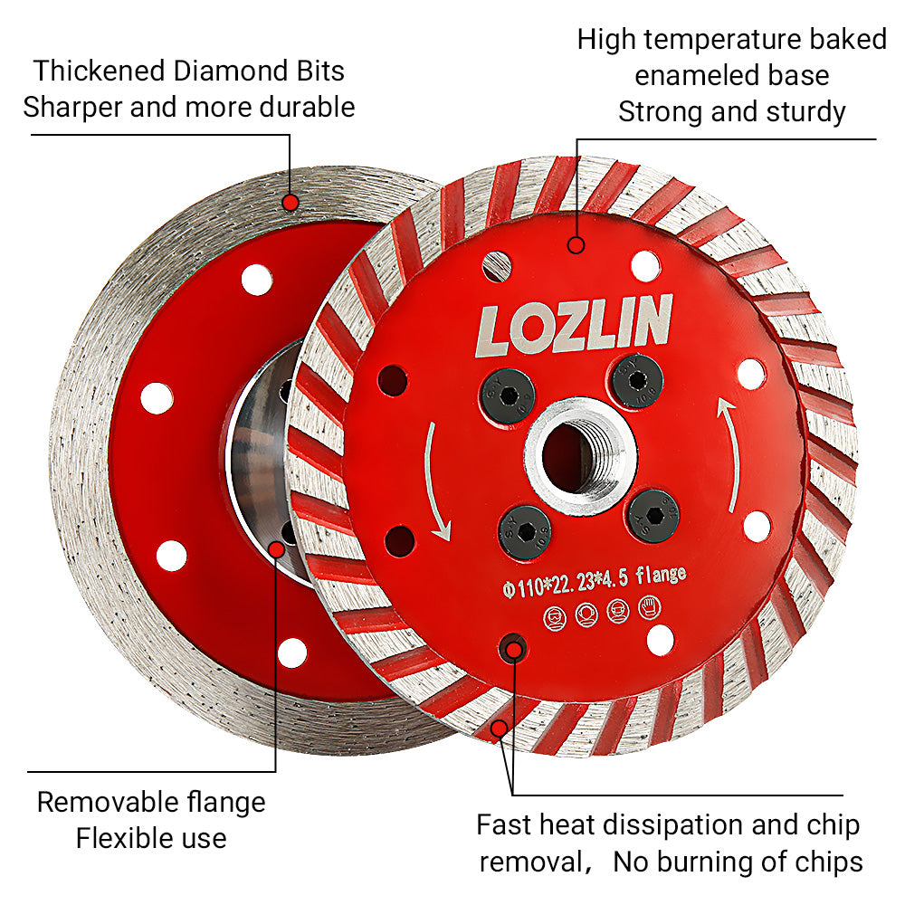 4.3" (110mm) Diamond Saw Blade - Cutting & Grinding for Granite, Concrete & Stone - 5/8-11 M14 M10 Arbor Angle Grinder Blade for Chamfering/Trimming/Shaping