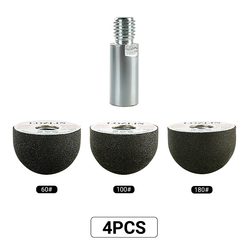 4PCS/Set Mushroom Head Diamond Grinding Set - CurvedInternal Polishing Tools for Marble, Cobblestone & StonePlanters-Concave Grinder Kit for Stone Hollowing &Detailing