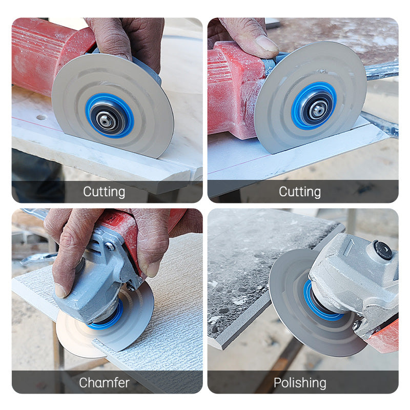 3PCS 4"-4.5"/100-115mm Diamond Grinding Wheels & Chamfered Blades - 45° Beveling/Trimming for Tile, Marble, Stone & Ceramics -22.23/20MM Apertures Angle Grinder Discs