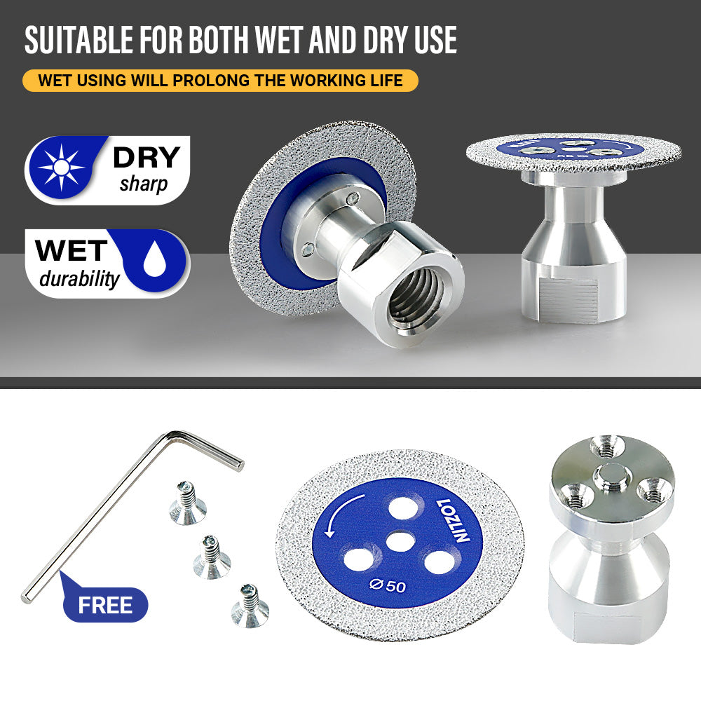 3PCS 2"(50mm) Diamond Saw Blade w/ Flange - Multi-Material Cutting/Engraving Disc for Tile, Marble, Concrete, Ceramic & Metal/PVC - Angle Grinder Tool 5/8-11 M14 M10