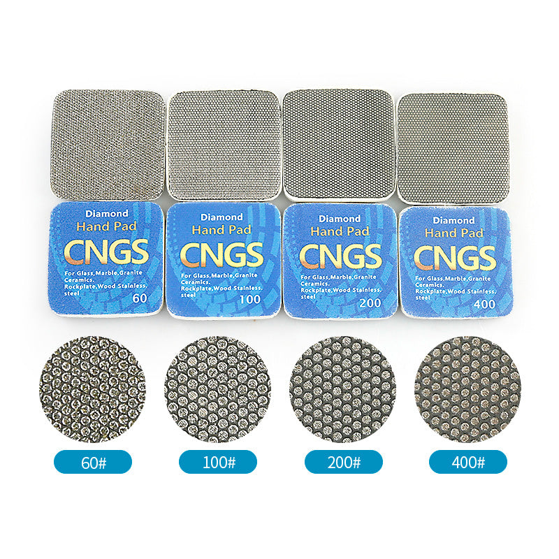 4PCS Diamond Hand Polishing Pads - 60/100/200/400 Grit Multi-Surface Grinding Kit for Rock, Glass, Marble, Quartz & Tile Edges