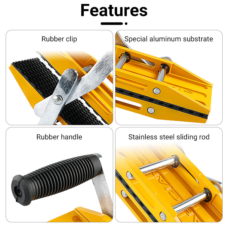 2PCS Yellow Dual Handle Heavy Duty Slab Clamps - 771lbs/350kg Capacity for 0-2.36"(0-6cm) Granite/Quartz/Marble/Glass - Rubber-Cushioned Lifting Tools with Grip & Anti-Slip Tech