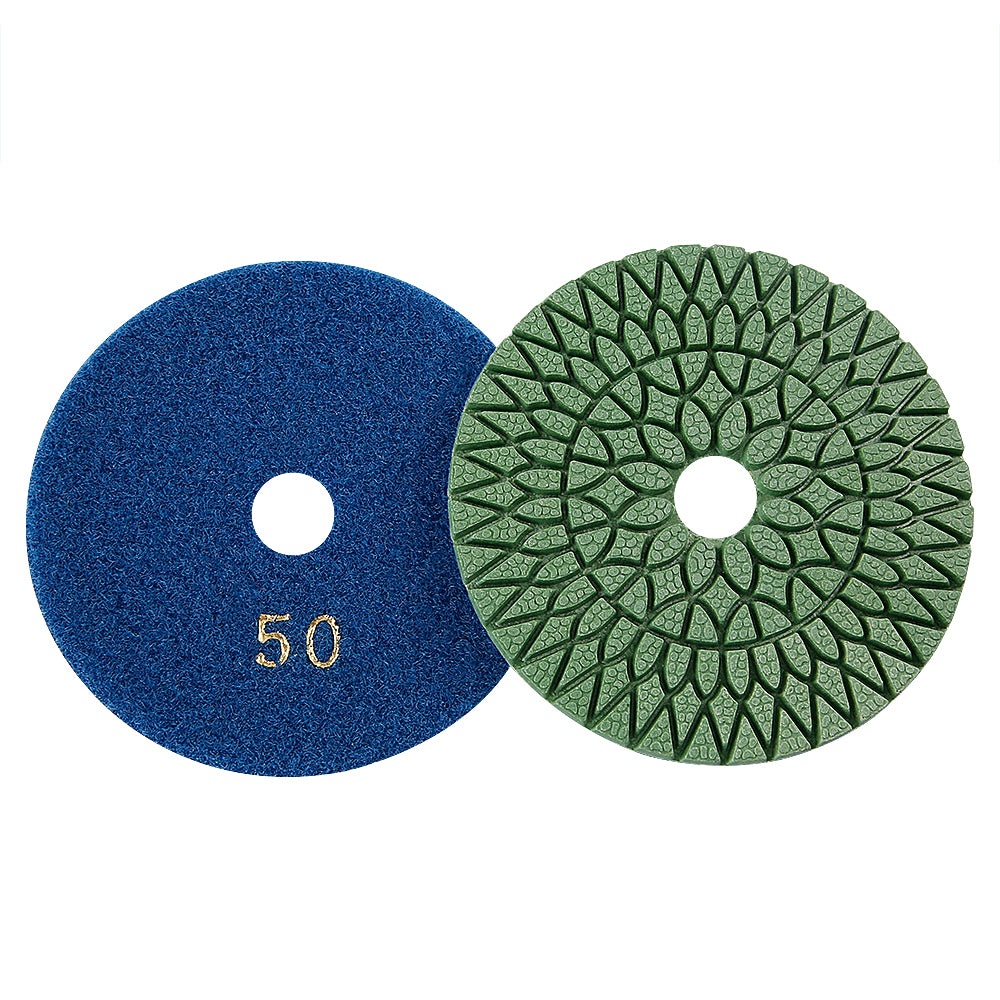 8PCS/set 4Inch Diamond Polishing Pads Set - #50-#3000 Grit Wet/Dry for Granite, Marble, Concrete & Stone, Polishing Wet Grinder