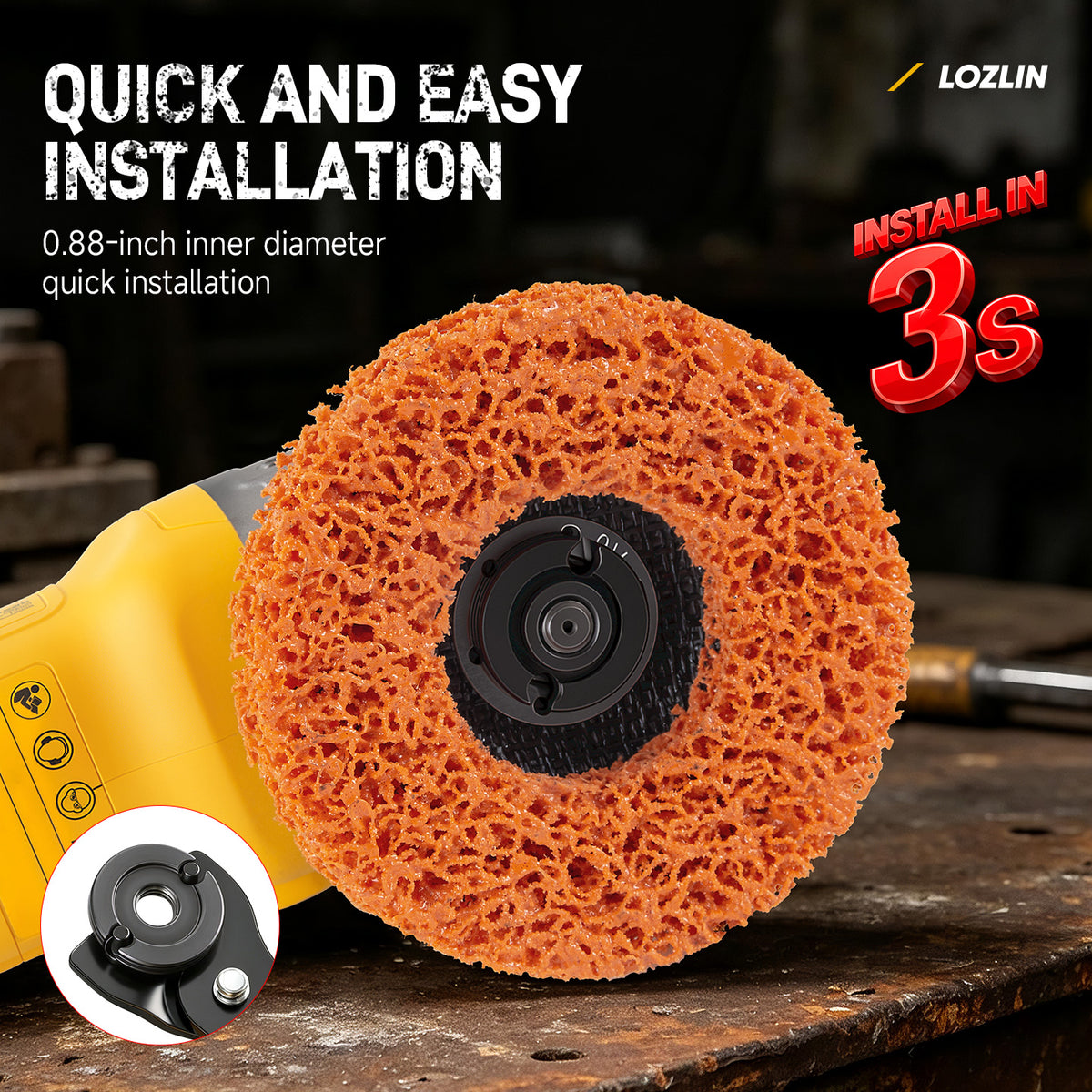 LOZLIN 3-Pack 4.5" Angle Grinder Stripping Discs, Remove Rust, Paint, Oxidation & Coatings on Metal