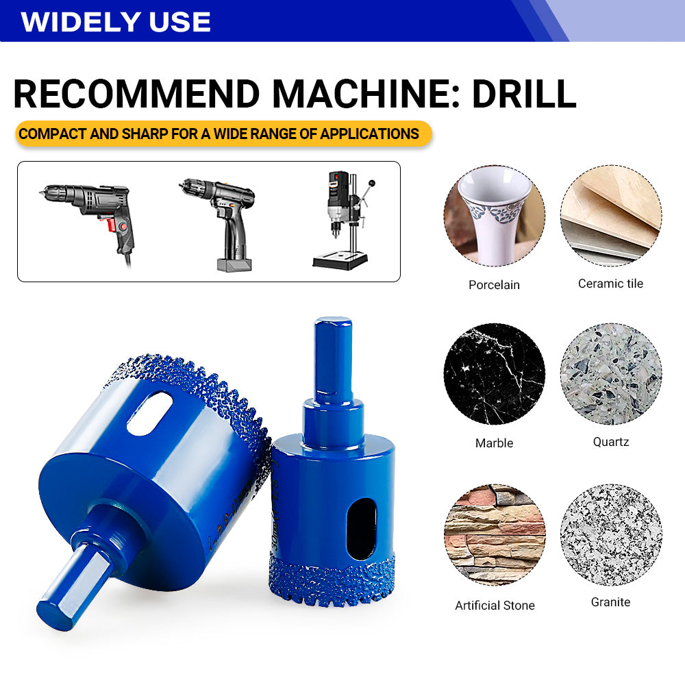 10PCS Diamond Drill Bit Set - for Marble Tile & Stone Drilling - Hole Opener Kit withFit Electric Drills - Wet/Dry Masonry Drilling Tools