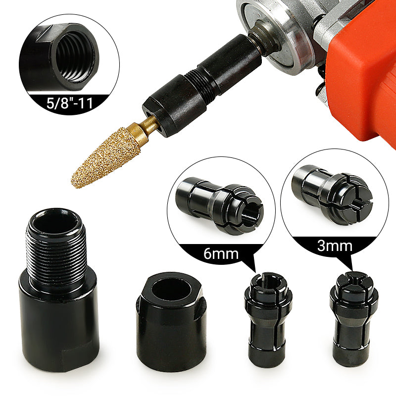 3MM & 6MM (1/8" & 1/4") Angle Grinder to Straight Grinder Adapter - 5/8-11 M10 Thread Converter for DeWalt/Makita - Accessories for Rotary Bits