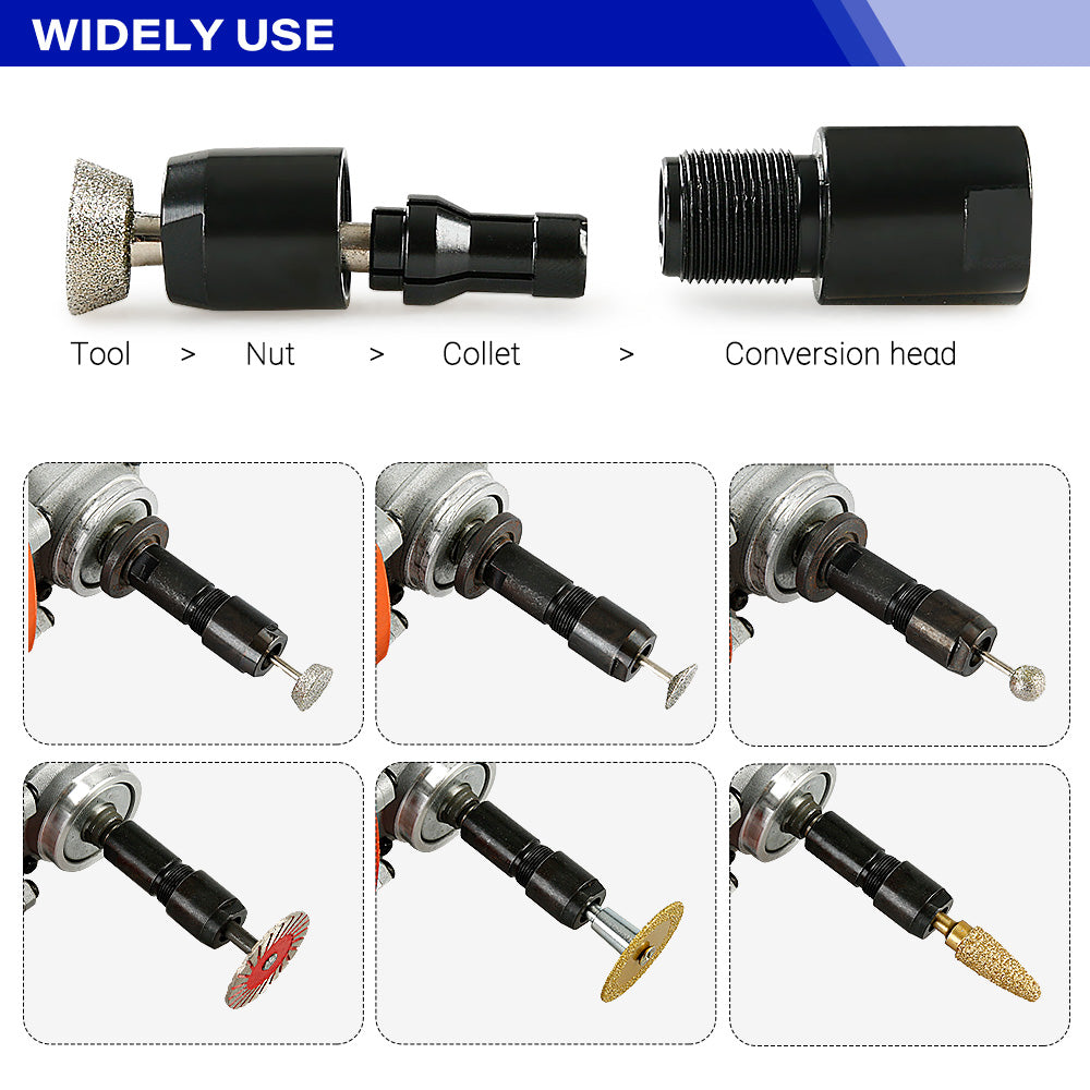 3MM & 6MM (1/8" & 1/4") Angle Grinder to Straight Grinder Adapter - 5/8-11 M10 Thread Converter for DeWalt/Makita - Accessories for Rotary Bits
