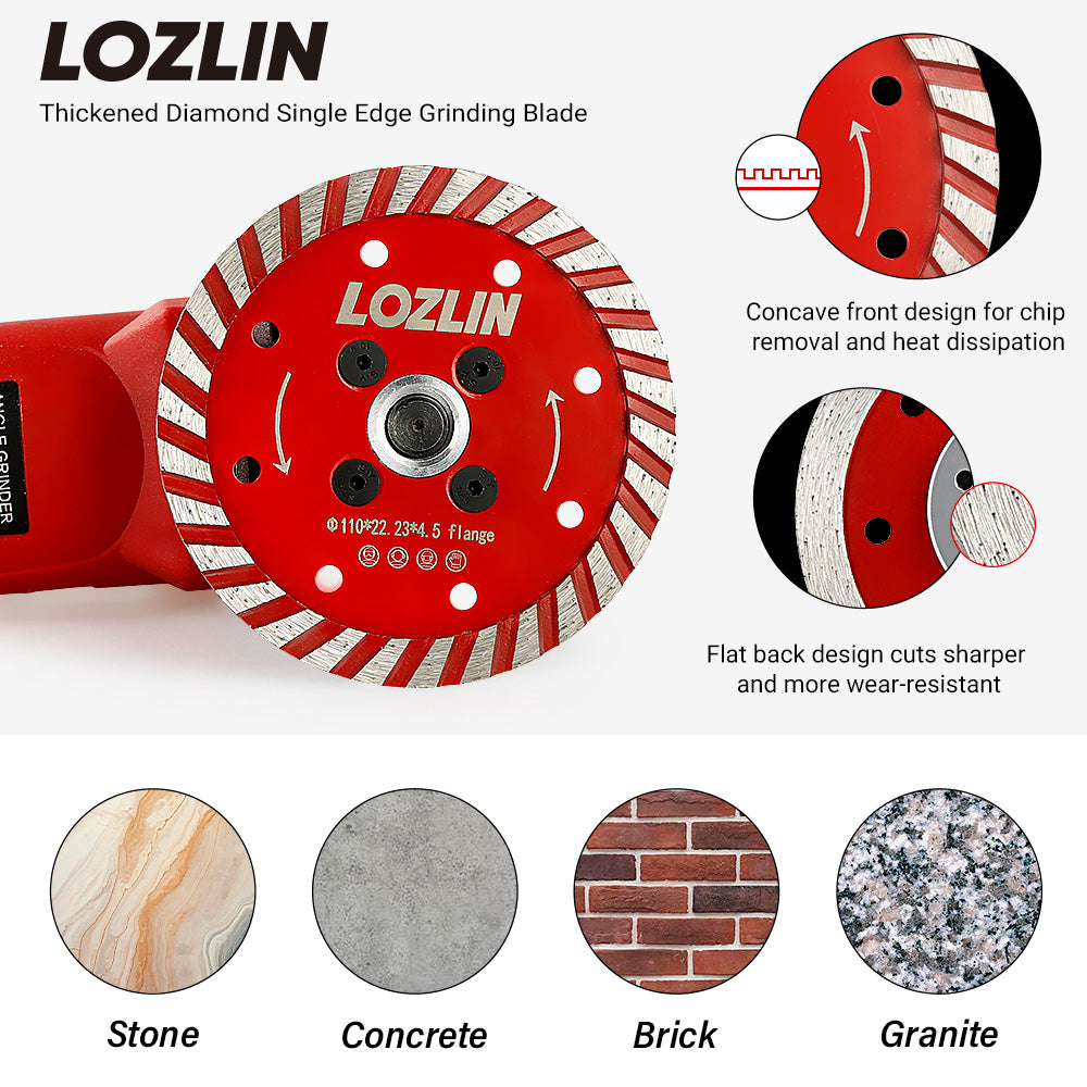 4.3" (110mm) Diamond Saw Blade - Cutting & Grinding for Granite, Concrete & Stone - 5/8-11 M14 M10 Arbor Angle Grinder Blade for Chamfering/Trimming/Shaping