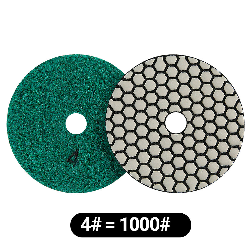 8PCS 4" Dry Diamond Polishing Pads Kit - 50#-3000# Grit for Granite/Marble Stone, Angle Grinder Polishing Discs