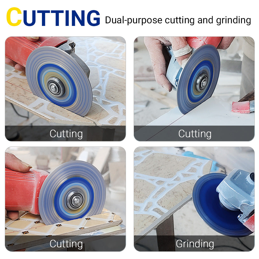 LOZLIN 115mm (4.5") Mesh Turbo Diamond Cutting Blades - Dry Ultra Thin for Rock Slabs, Ceramic & Marble - Angle Grinder Blades for Cutting, Grinding & Sanding