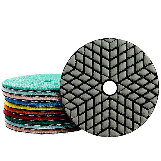 8PCS 4" Dry Diamond Polishing Pads Kit - 50#-3000# Grit for Granite/Marble/Stone, Grinder Polish Discs