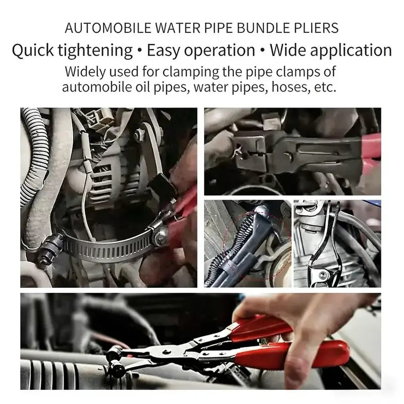Heavy Duty Adjustable Hose Clamp Pliers Set, 5Pcs Angled Quick Release Hose Pinch Off Pliers Kit, Carbon Steel Long Reach Hose Clamp Removal Tool for Auto Repair & DIY Car Maintenance