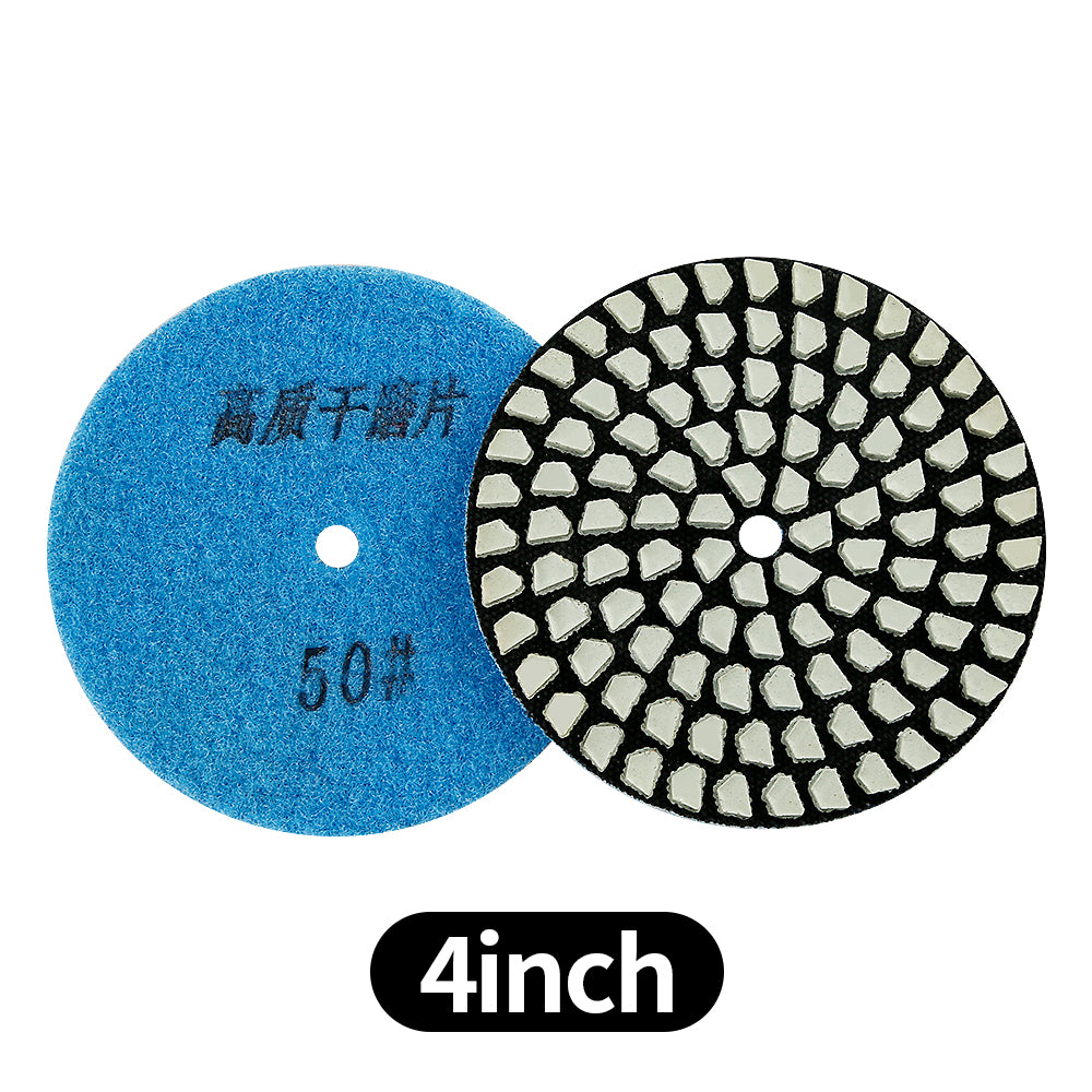8PCS/set 4Inch Dry Diamond Pads - 50#-3000# Grit Marble/Quartz Stone Angle Grinder Polishing Disc
