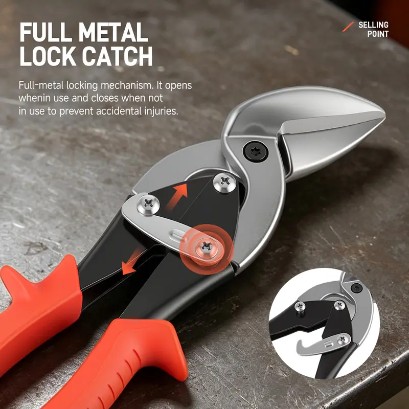 1/2PCS 10 Inch Offset Eccentric Tin Snips, Heavy Duty CR-V Forged Steel Compound Action Hand Shears, Dual Direction Left & Right Cuts, Drywall & HVAC Construction Cutting Tool