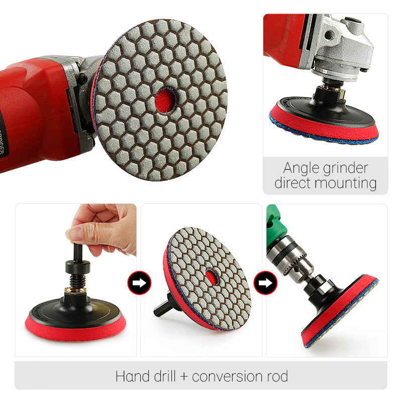 8PCS 4Inch Dry Diamond Polishing Pads - for Marble, Granite & Stone - Angle Grinder Buffing Discs Set, No Water Needed