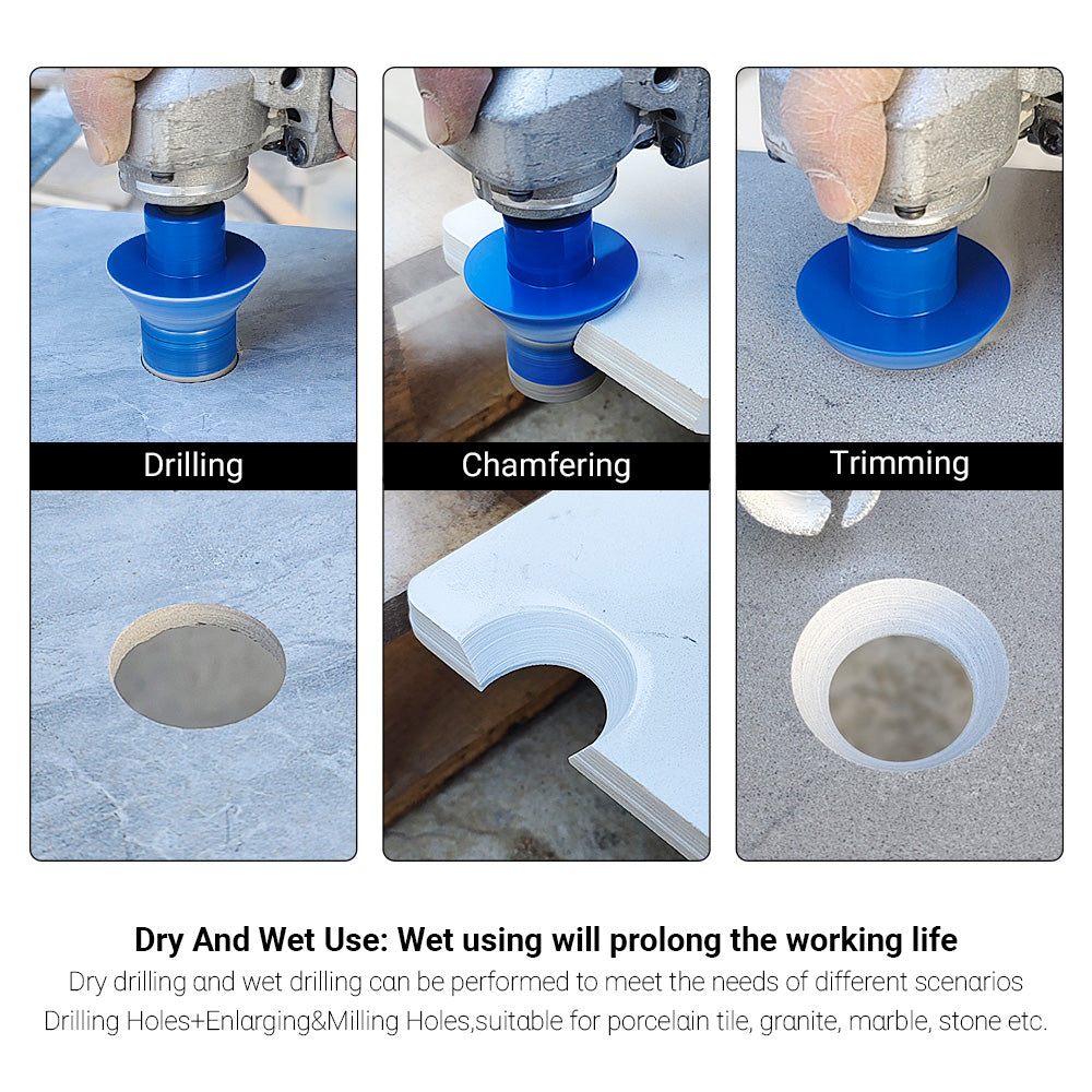 Diamond Beveled Drill Bit - Countertop Sink Hole Reamer for Tile & Marble - Angle Grinder Installation Tool with Beveled Edge