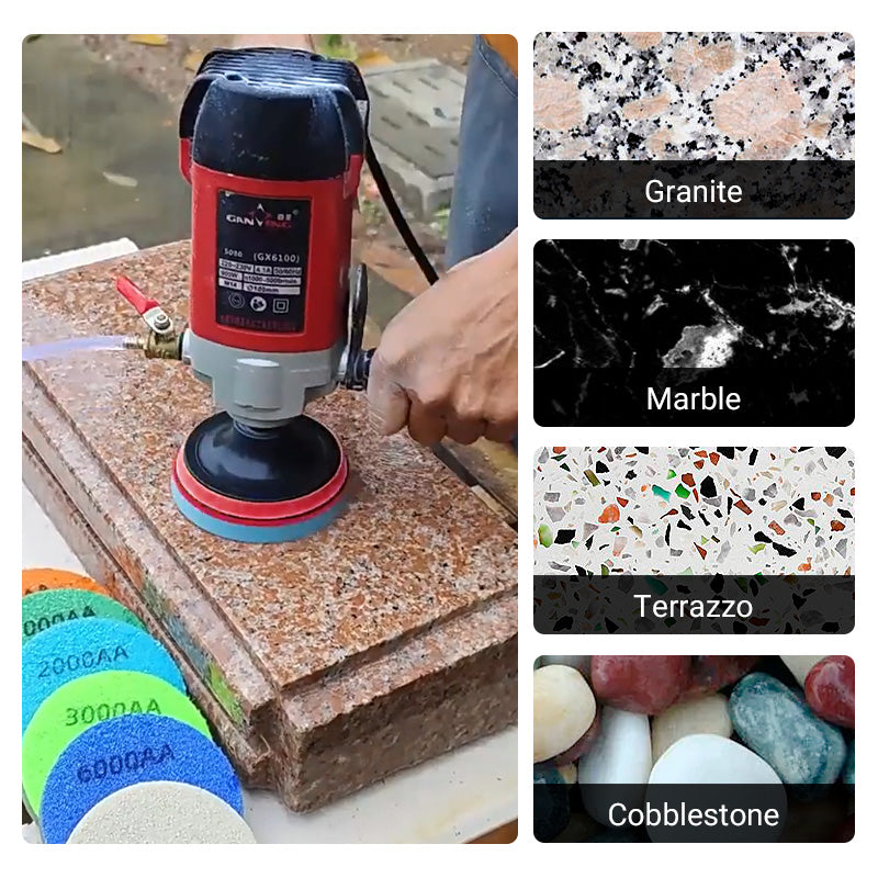 8PCS/Set Diamond Sponge Polishing Pads Set - Wet Buffing Discs for Granite, Marble & Artificial Stone - Complete 8-Step Surface Restoration & Cleaning Kit