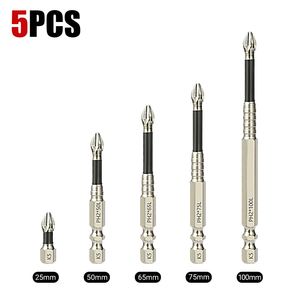 K5 Impact-Resistant and Non-Slip Bit,Impact Driver Bit Set,Titanium Alloy Impact Non-Slip Cross Head,High Magnetic Screwdriver Drill Bit