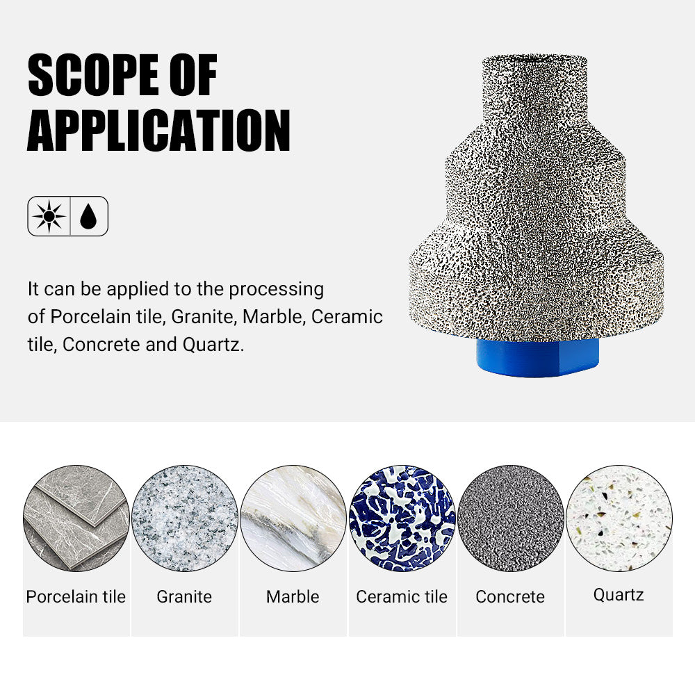 LOZLIN 0.79"-1.97"(20-35-50MM) Diamond Step Chamfer Drill Bit - Hole Enlargement/Edge Trimming for Tile, Marble, Porcelain & Masonry - Angle Grinder Drill 5/8-11