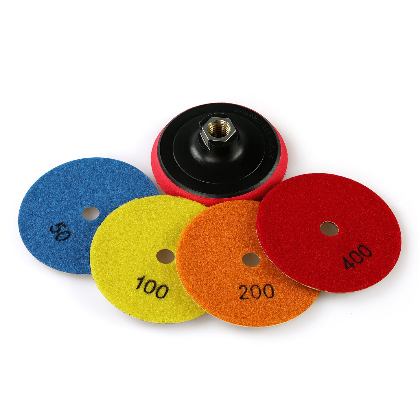 5PCS 4"(100MM) Diamond Polishing Pads Wet/Dry - Metal Pellet Grinding Disc for Granite, Marble, Concrete & Stone - Angle Grinder Tool for Countertop/Floor