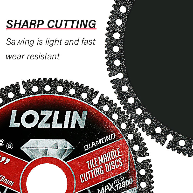 LOZLIN 4.5"(115mm) Diamond Tile Cutting Blades - Ultra-Thin Dry Cutting Disc for Ceramic, Marble, Granite - Angle Grinder Blades& Durable for Masonry/Construction