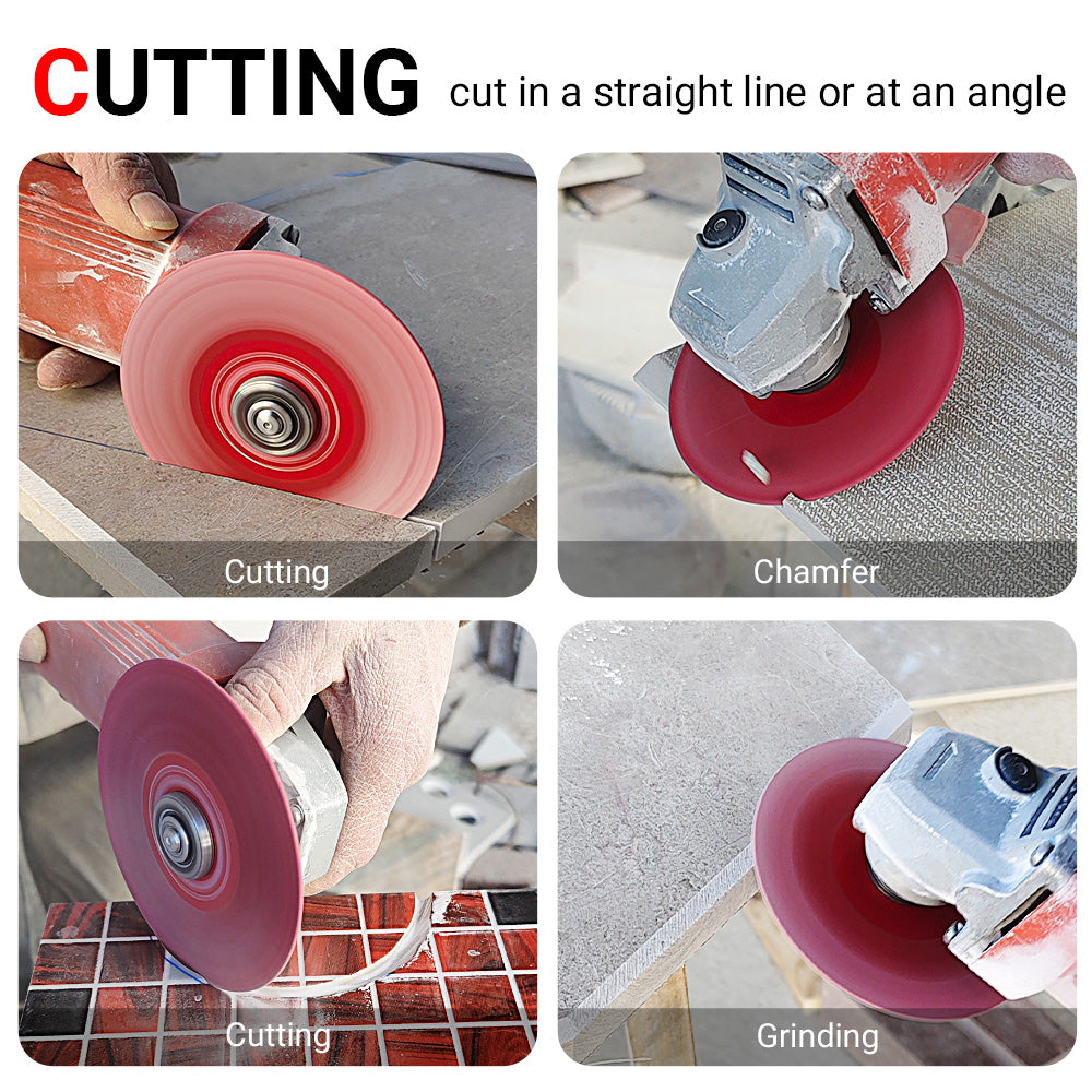 LOZLIN 4.5"/115mm Diamond Saw Blades 22.23 - for Cutting, Grinding & 45° Chamfering Tile/Marble - Extra-Wide Fine Sanding Discs for Stone Grinding