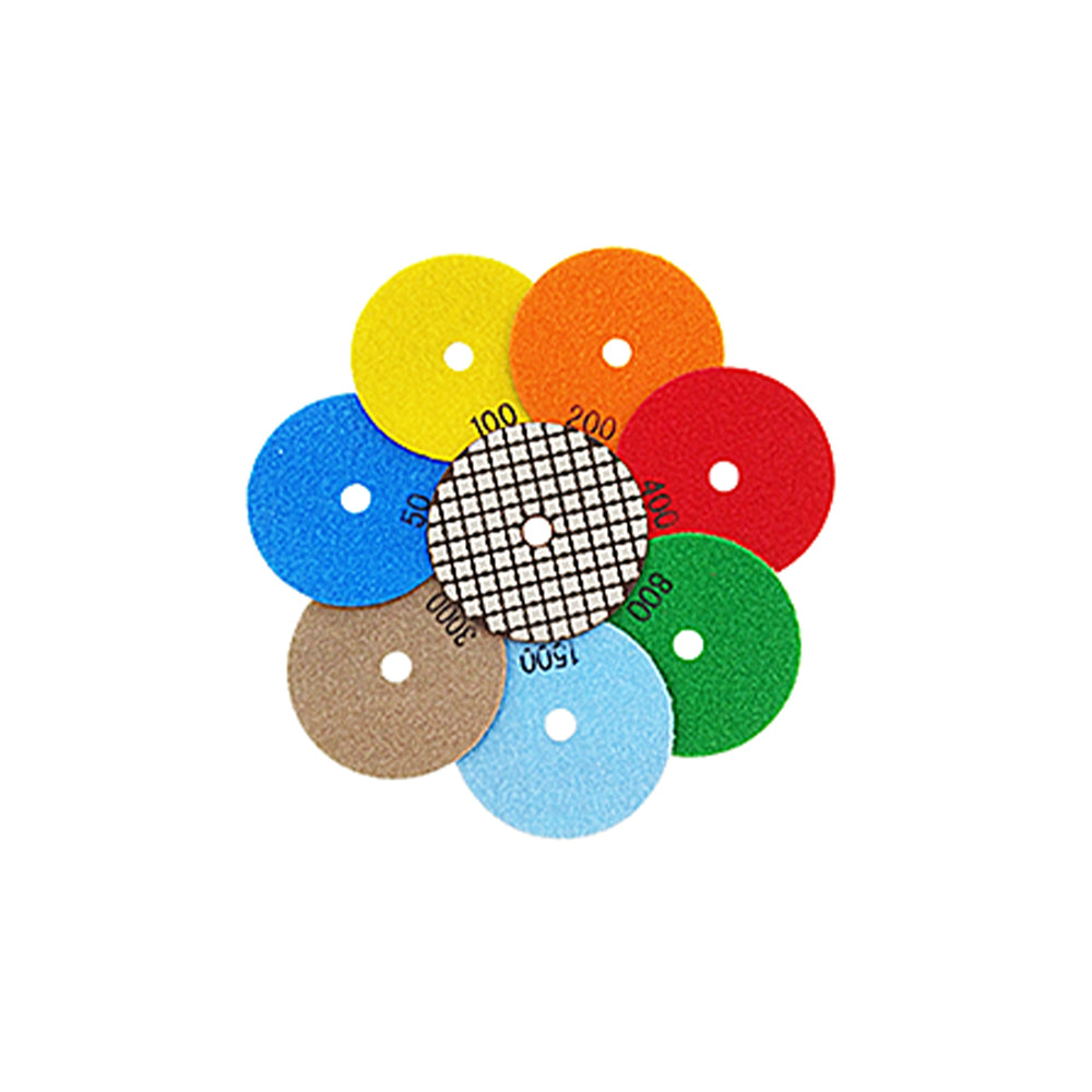8PCS/set 4" Dry Diamond Polishing Pads Kit - 50#-3000# Grit for Granite/Marble Stone, Grinder Polishi Discs