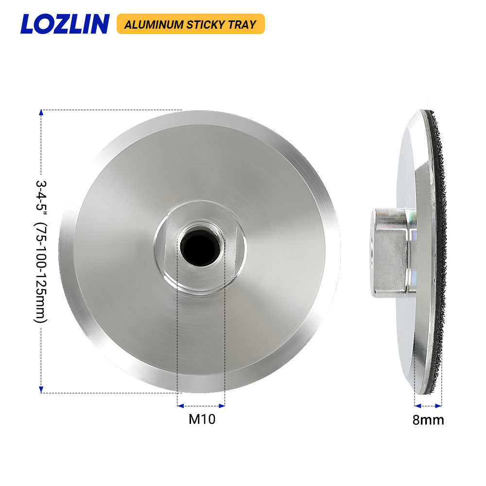 3/4/5 Zoll Aluminium-Polier-Stützteller mit klebriger Scheibe – 5/8-11 M10 M14 M16 Gewinde Winkelschleifer-Zubehör, Nylonverstärktes, langlebiges Design für Oberflächenbearbeitung, Schleifen und Polieren – Universal-Werkzeugadapter