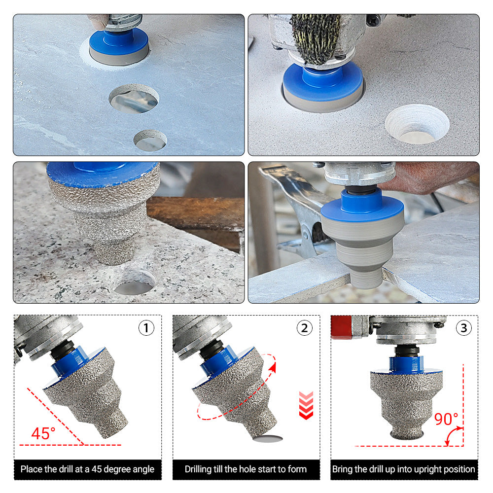 LOZLIN 0.79"-1.97"(20-35-50MM) Diamond Step Chamfer Drill Bit - Hole Enlargement/Edge Trimming for Tile, Marble, Porcelain & Masonry - Angle Grinder Drill 5/8-11