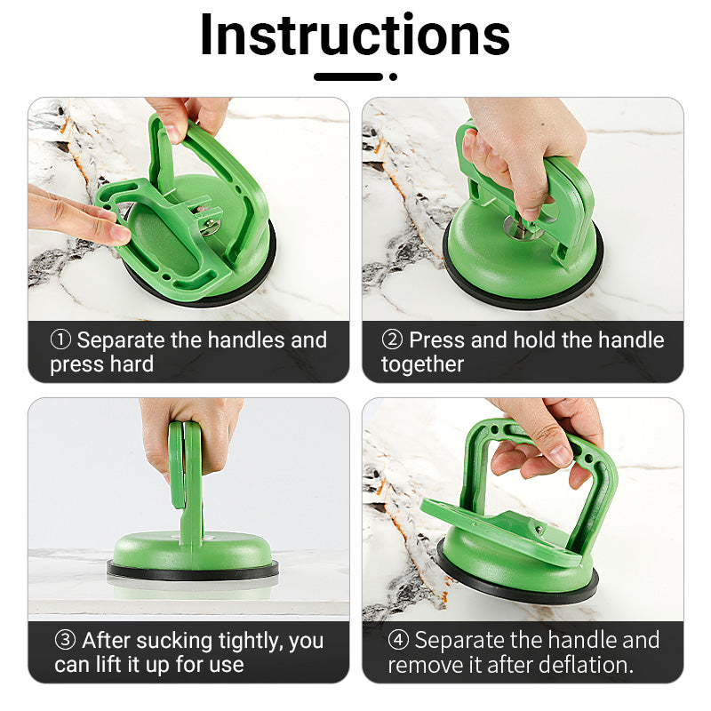 4.6Inch Heavy Duty Vacuum Suction Cup Lifter for Glass, Tiles, Mirror, Granite - Double Handle Locking Gripper with Power Grip Technology, for Heavy Lifting and Dent Repair