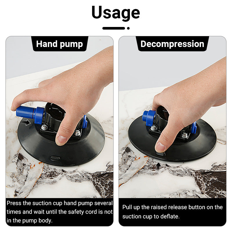 4.5" -6" Vacuum Suction Cup w/Hand Pump - Car Trunk Installer Tool for Auto Repair & DIY - Multi-Surface Lift for Glass/Tile/Stone