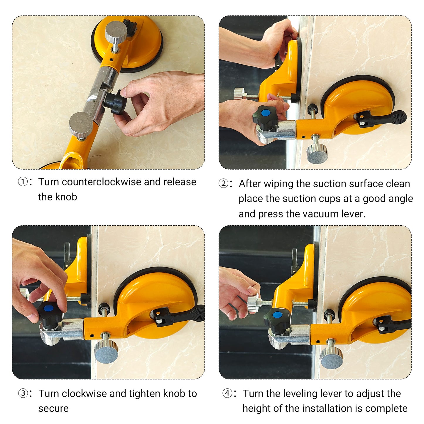 2PCS 90°-270° Adjustable Suction Cup Alignment Jig - Seamless Splicing & Leveling Tool for Granite, Tile & Stone Countertops - Professional Grade Installation Kit
