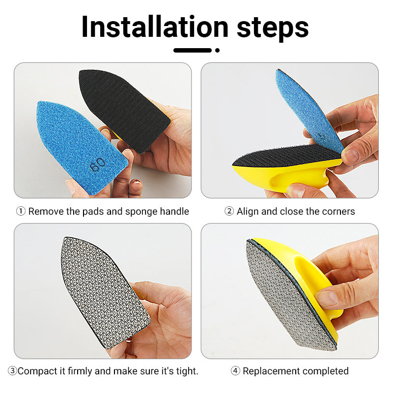 5-teiliges Diamant-Handpolierpad-Set – Werkzeug zum Kantentrimmen, Entgraten und Ausbessern von Absplitterungen für Fliesen, Platten, Glas – Manuelles Schleif- und Polierset mit Schleifscheiben