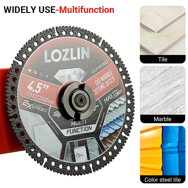 LOZLIN 4.5"(115mm) Diamond Tile Cutting Blades - Ultra-Thin Dry Cutting Disc for Ceramic, Marble, Granite - Angle Grinder Blades& Durable for Masonry/Construction