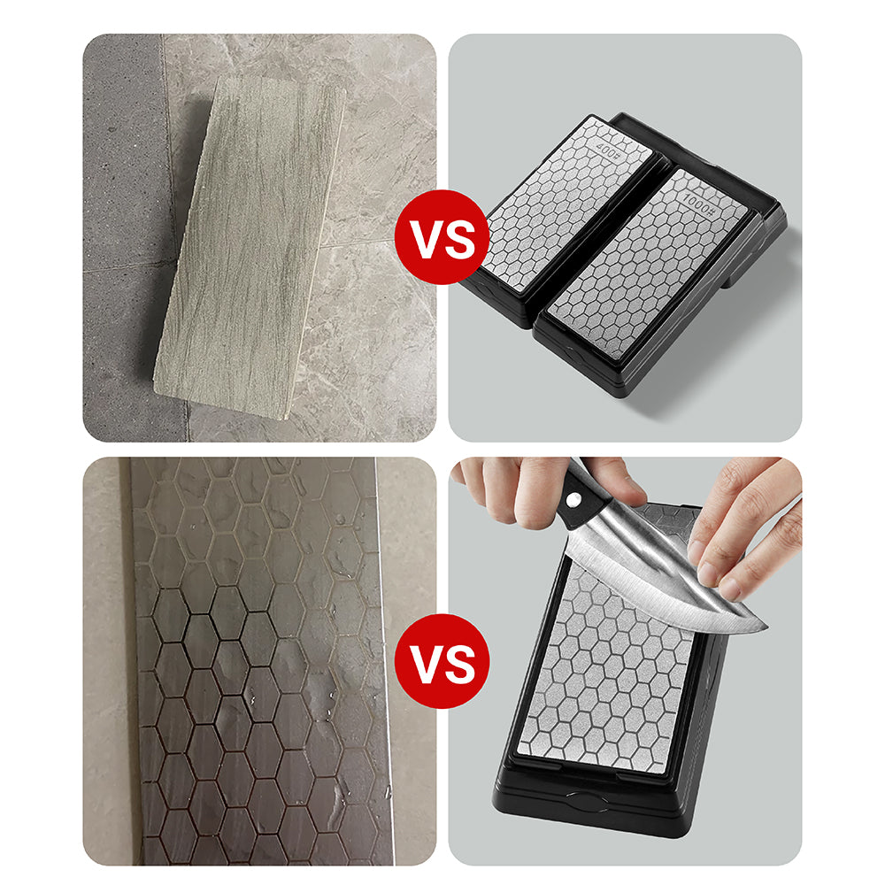 2CPS Double-sided Diamond Sharpening Stone 400/1000Grit - Honeycomb Surface Knife Sharpener with Non-slip Base - for Knives, Scissors, Outdoor & Kitchen Tools