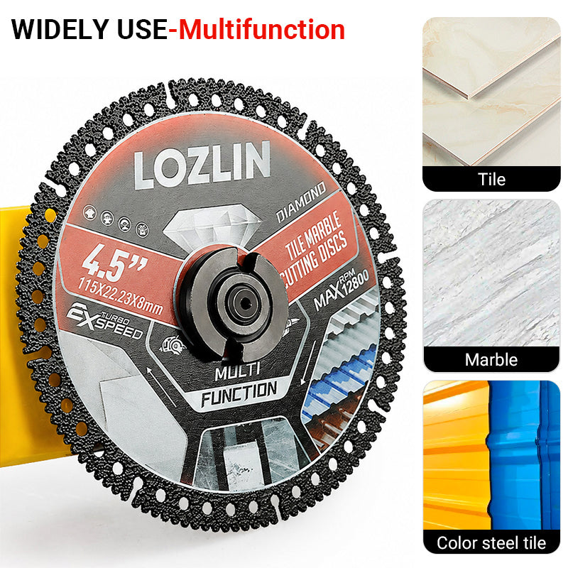 LOZLIN 1/3/6Pcs 4.5" Ultra-Thin Diamond Tile Cutting Blades, Dry Cut Discs for Ceramic Marble Granite, Angle Grinder Masonry Tools